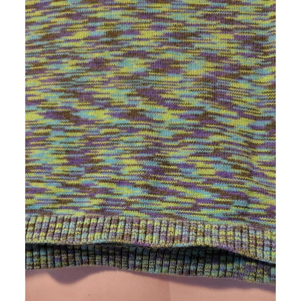 Relativity Space Dye Marled Knit Sweater Green Blue Crewneck Womens Medium